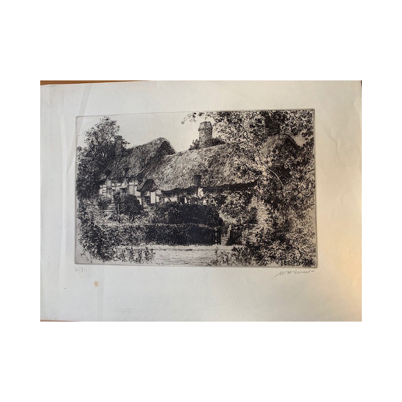 House and trees, engraved and signed in pencil by WH Sweet