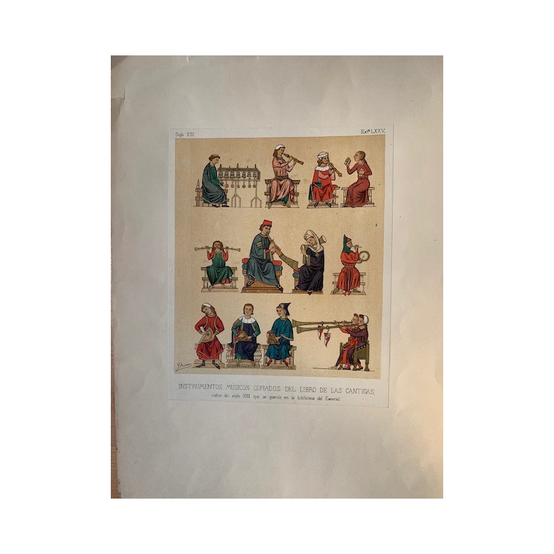 Musical instruments copied from the book of Cantigas