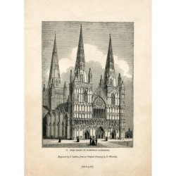 Westfassade der Kathedrale von Lichfield, 1835 von JJ Jackson nach einer Zeichnung von N. Whittock gestochen