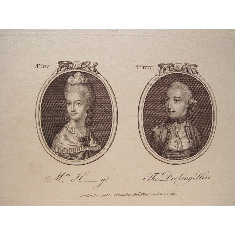 Le héros de Dorking et la belle Mme H - gravure du XVIIIe siècle