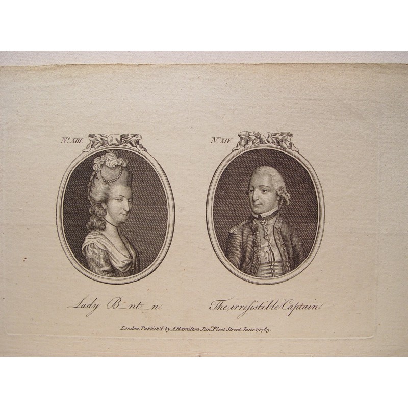 L'irrésistible capitaine et Lady B_nt_n - gravure du XVIIIe siècle