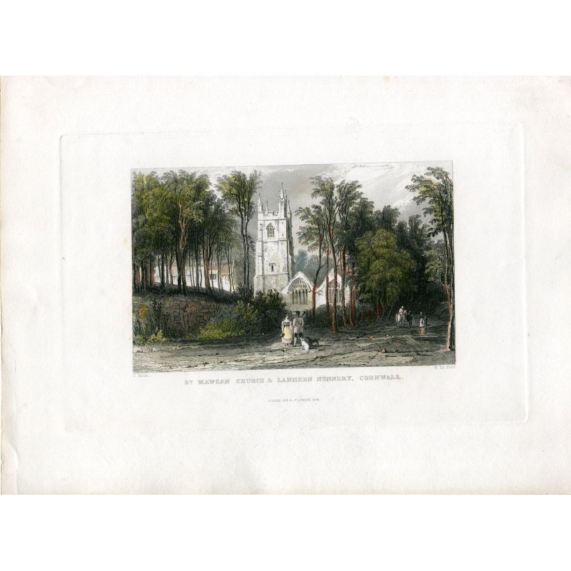 St. Mawgan Church & Lanhern Nunnery, Cornwall, graviert von Le Petit