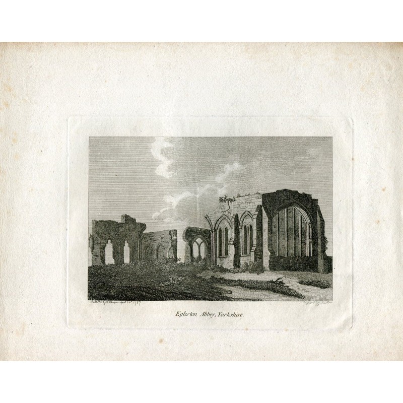 Egleston Abbey, Yorkshire engraved by Newton and published by S. Hooper in 1787.