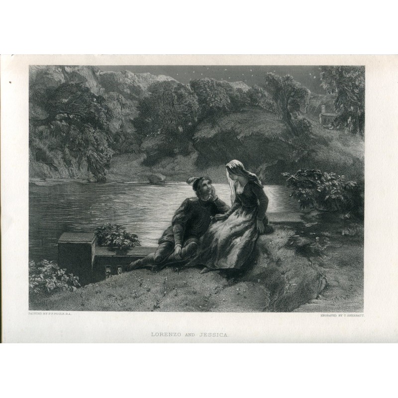 Lorenzo et Jessica gravés par J. Sherratt d'après une œuvre de PF Poole