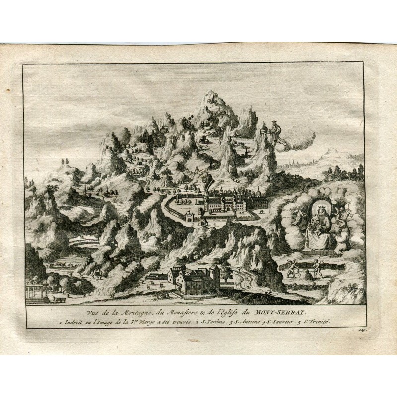 Barcelone. Vue de la montagne de Montserrat, gravée par Van der Aa en 1715 (Alvarez de Colmenar)