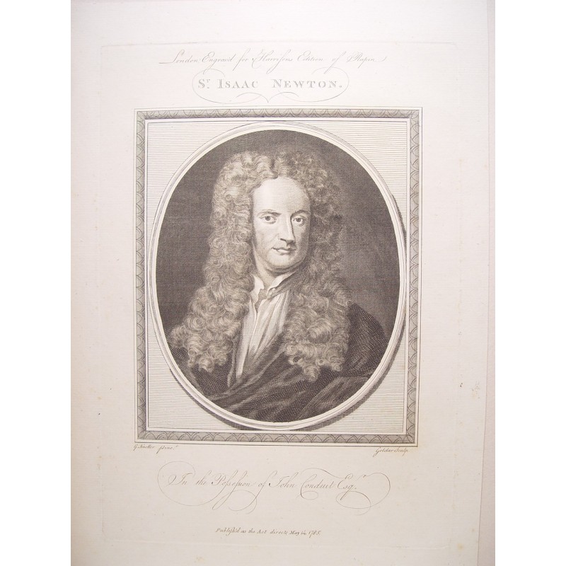 Sir Isaac Newton. Engraved by Goldar (Oxford, 1729-London, 1795), based on the work of Godfrieid Kneller (1646-1723).
