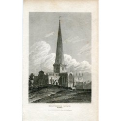 Église d'Heminbrought, Yorkshire, gravure d'après une œuvre de JP Neale