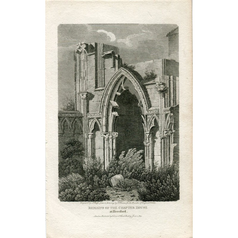 Vestiges de la salle capitulaire gravés par J. Roffe d'après un dessin de J. Hearne