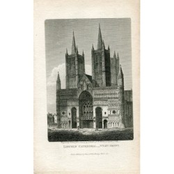 Incisione della facciata ovest della Cattedrale di Lincoln di J. Smith da un disegno di J. Buckler