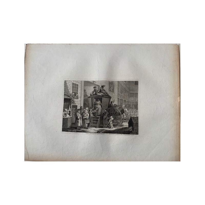 Die Postkutsche oder der Hof des Landgasthofs, 1747, nach Hogarth (ca. 1820)