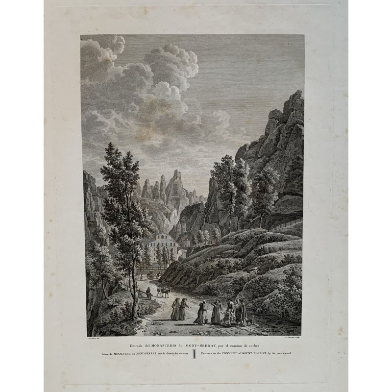 Montserrat Monastery - Alexandre Laborde - Antique Engraving - 1806