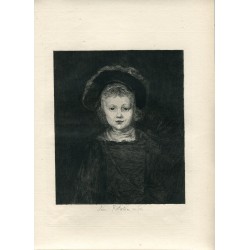Portrait. Jeune. Mezotint par Leon Richeton sur le travail de Gainsborough