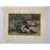Goya etching. Fight in a carriage harnessed by two mules (Bullfighting Plate G). 1983 edition.