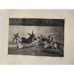 Acquaforte di Goya. Morte di Pepe Illo (Tavola E della Corrida). Edizione del 1983.