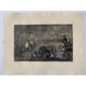 Acquaforte di Goya. Cani attaccano il toro (Tavola C della corrida). Edizione del 1983.
