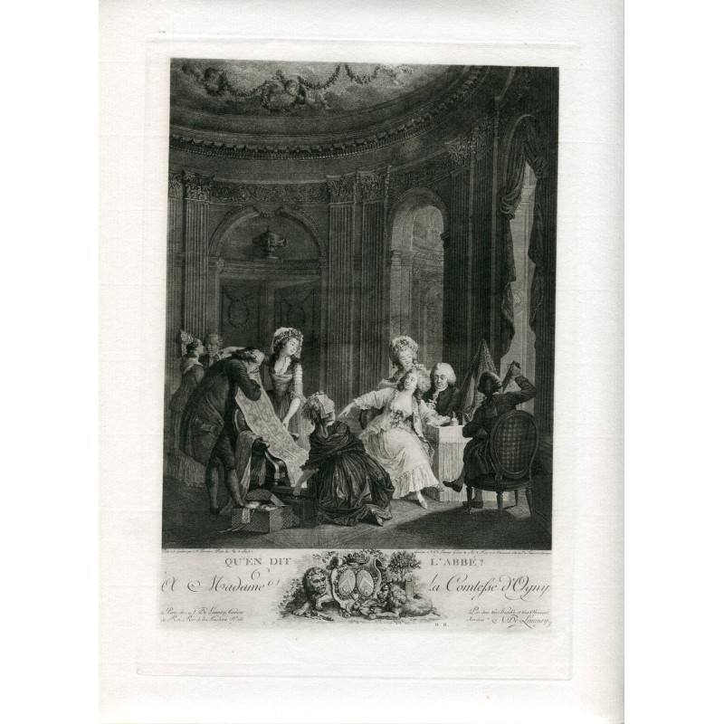 Qu'en dit l'Abbe grabado por de Launay grabador del rey de Francia