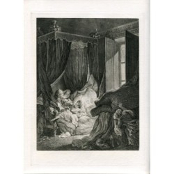 Die indiskrete Ehefrau, gestochen von de Launay nach einem Werk von Baudouin