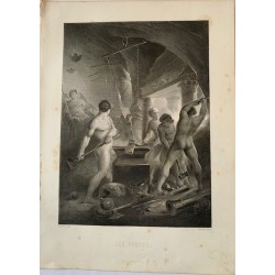 1855. Les Forges-Gravur von Delaistre für Miltons „Paradise lost“