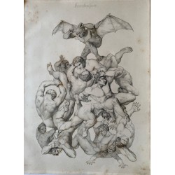 1855. Incisione di Delaistre sul frontespizio del 'Paradiso perduto' di Milton