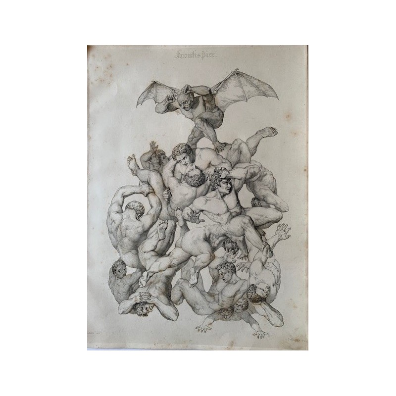 1855. Frontispice engraving by Delaistre for Milton's 'Paradise lost'