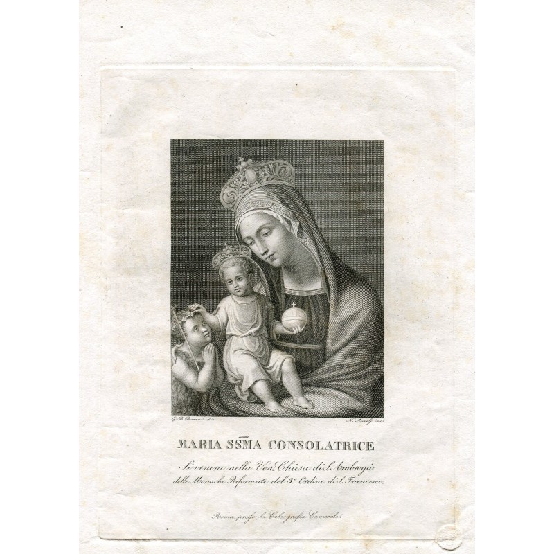 Sainte Marie la Consolatrice, Basilique de Sant'Ambrogio - Gravure ancienne