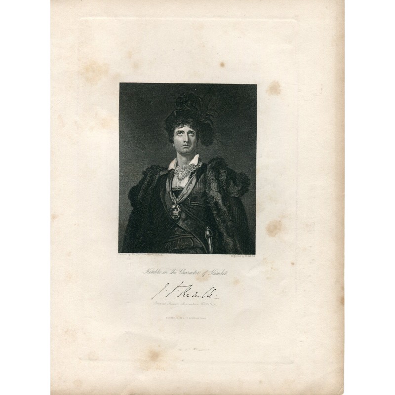Kemble in the character of Hamlet grabado por G. Adcock 1844