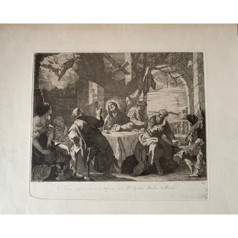 Cena de Emaus grabado por José del Castillo sobre obra de Mateo Cerezo
