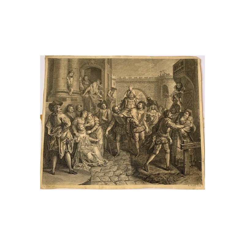 D'après Charles Antoine Coypel, Sancho Panza arrivant sur l'île de Barataria (Don Quijote), 1723-1724 (vers)