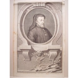 Geoffrey Chaucer. Gravé par Jacobus Houbraken (Dordrecht, 1698-Amsterdam, 1780).