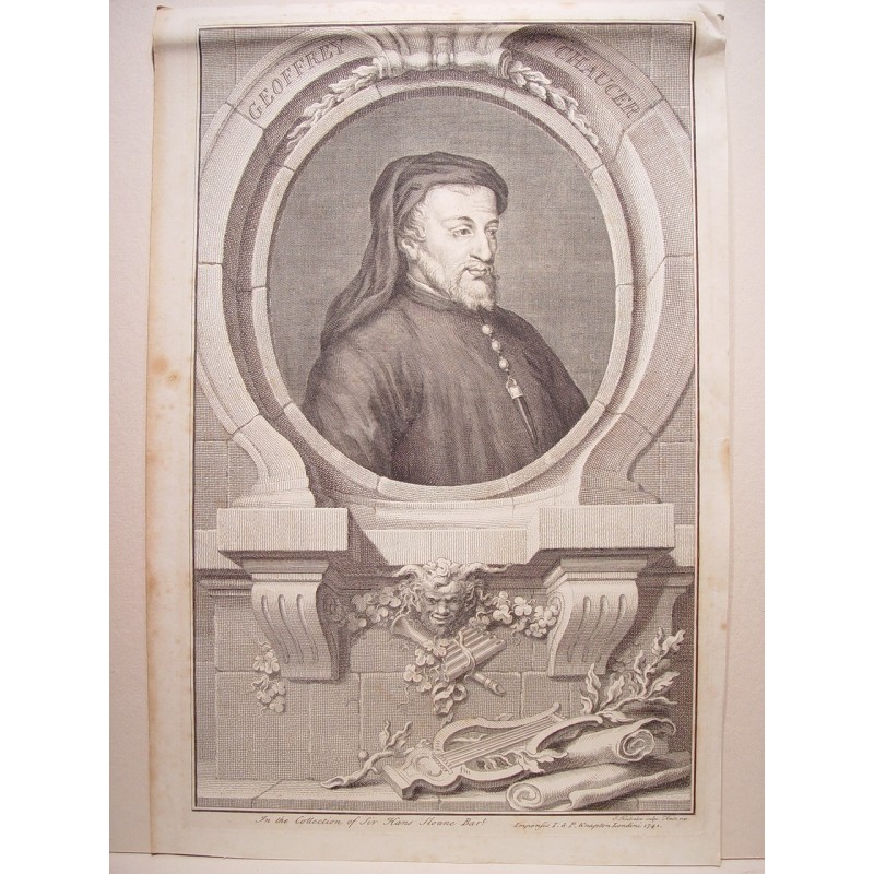 Geoffrey Chaucer. Gravé par Jacobus Houbraken (Dordrecht, 1698-Amsterdam, 1780).