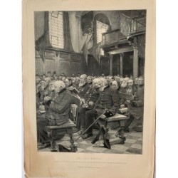 L'ultimo raduno, incisione litografica basata su un'opera di Hubert Herkomer