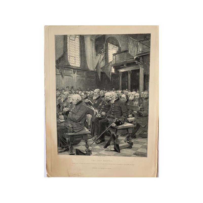 The last Muster grabado litográfico sobre obra de Hubert Herkomer