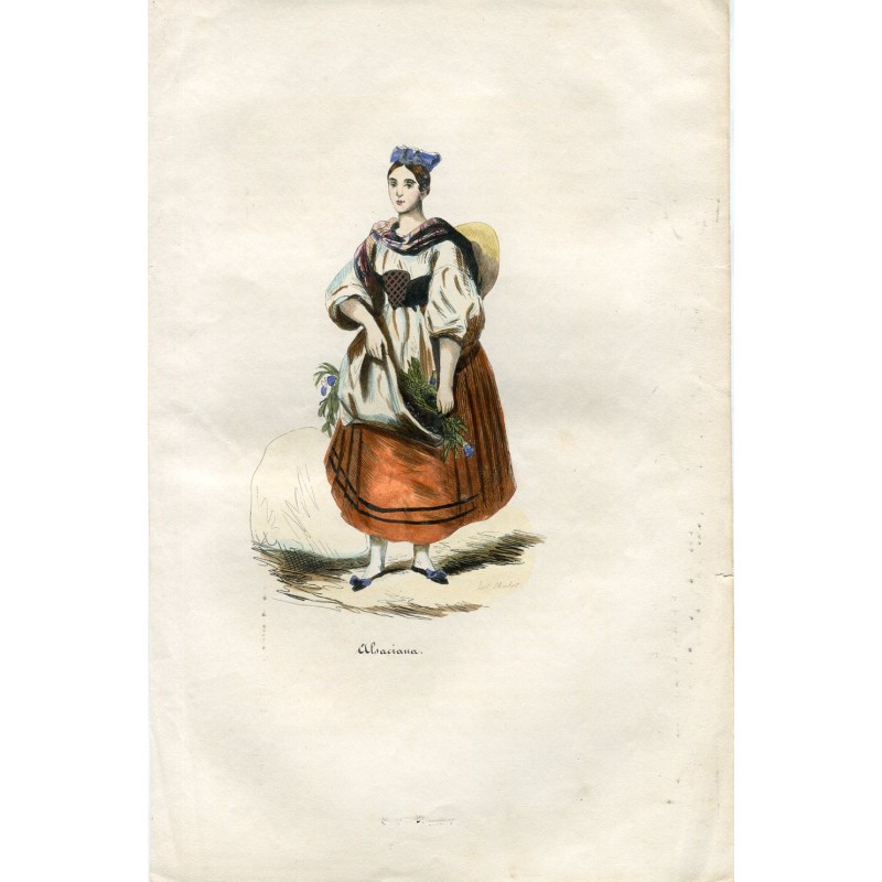 1844. Alsace, costume traditionnel féminin. Allemagne.