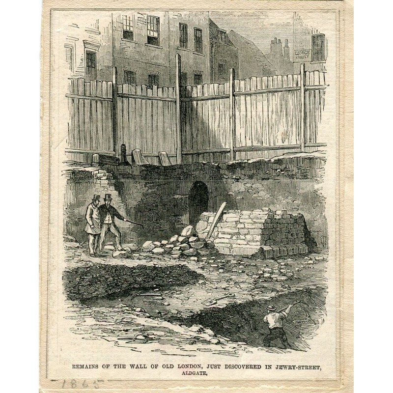 1865. Remains of the wall of old London, Jewry Street