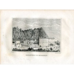 Monastère de Montserrat, lithographie de Perez y Donon.1844