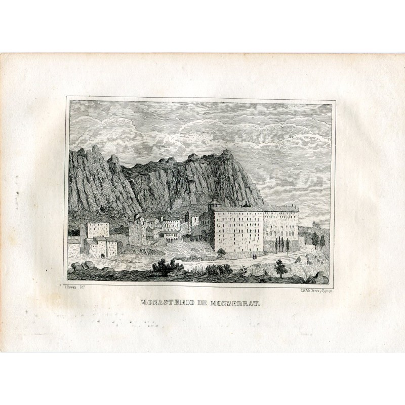 Montserrat Monastery, lithograph by Perez y Donon.1844