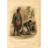 Schwarze Rasse. Antike Kaffern-Farblithographie, 1880