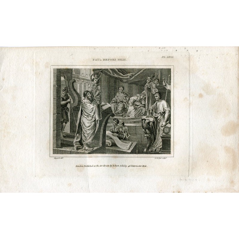 Paulus vor Felix, gestochen von DB Pyet nach einem Stich von Hogarth
