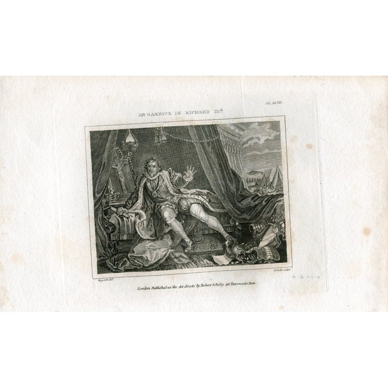 Garrick in Riccardo III incisione inversa di Thomas Clerk da un'incisione di Hogarth