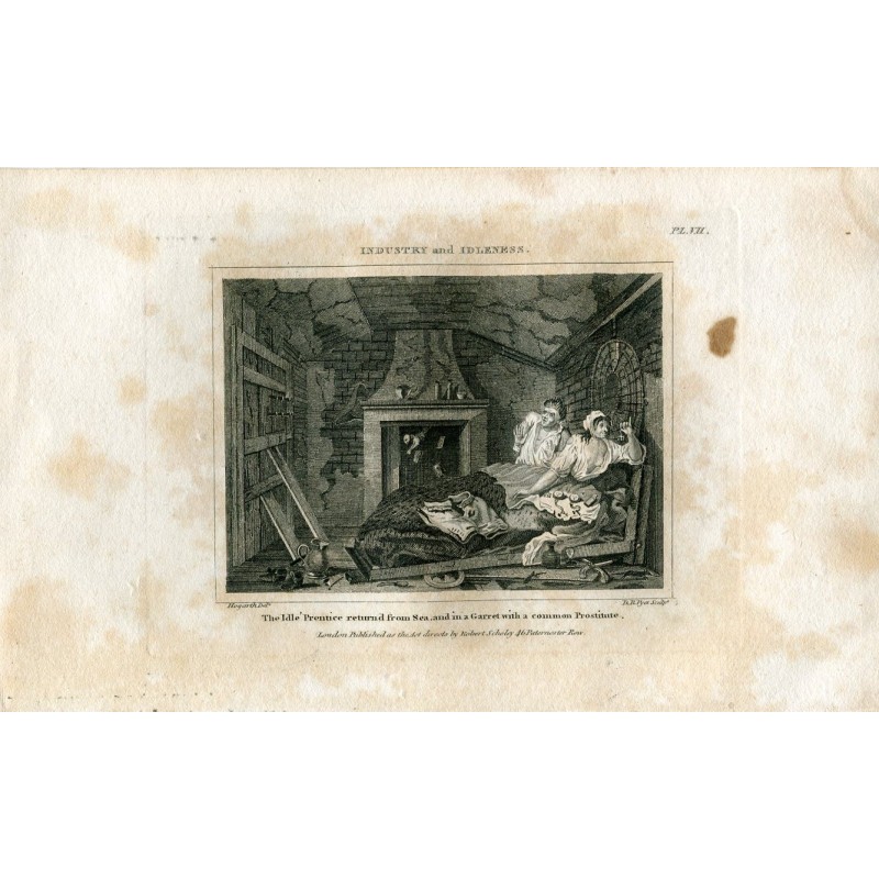 Industrie und Müßiggang Nr. 7 umgekehrt von DB Pyet nach einem Stich von Hogarth