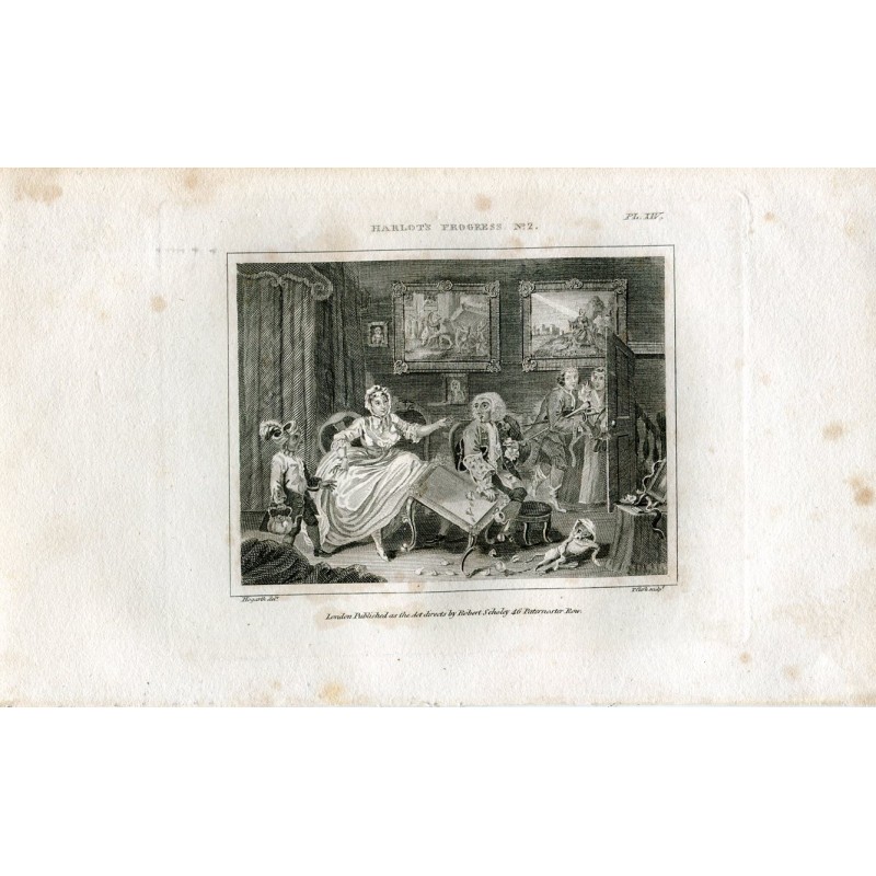 Harlots Progress inversé n° 2 par Thomas Clerk d'après une gravure de Hogarth