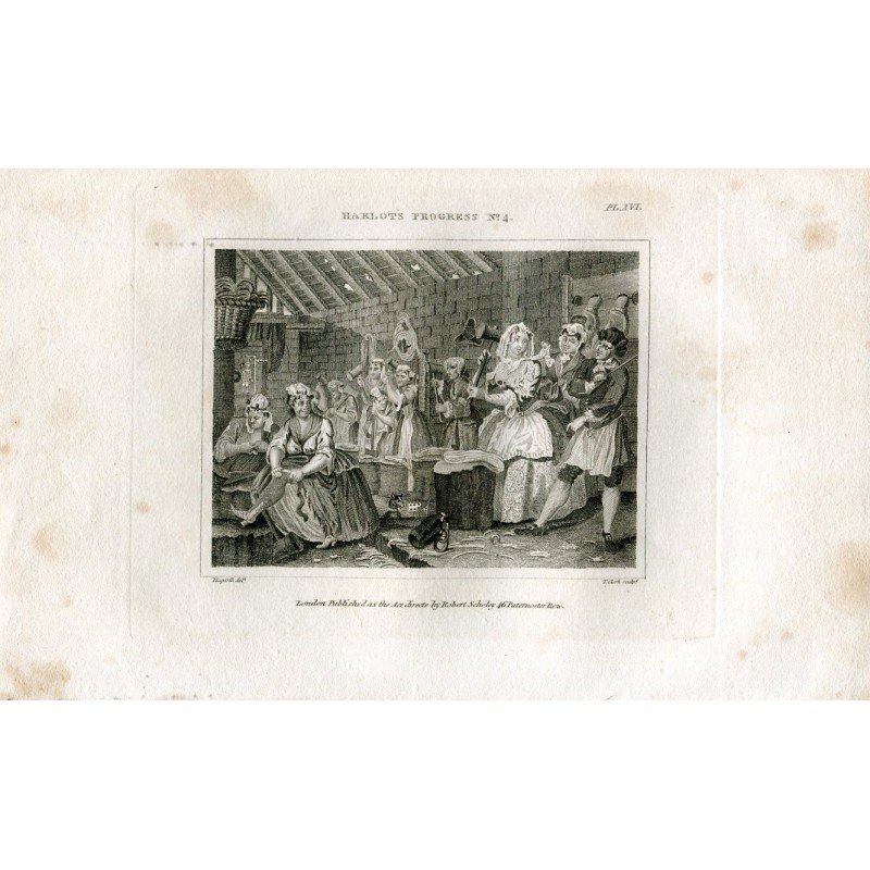 Harlots Progress No. 6 print by Thomas Clerk reversed from a Hogarth print
