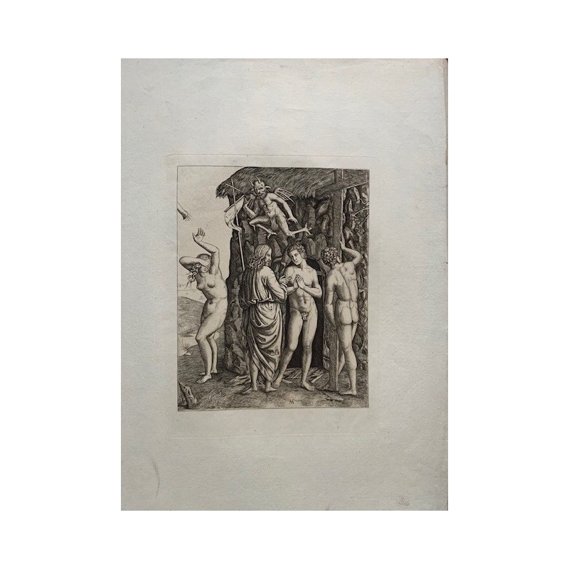 Christus in der Vorhölle mit Adam und Eva, nach Marcantonio Raimondi - Heliogravüre aus dem 19. Jahrhundert