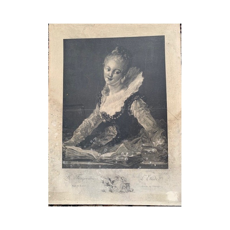 L'Etude Etching Charles Albert Waltner Signed after Jean-Honore' Fragonard 1876
