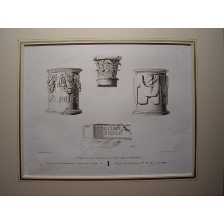 Spain. Extremadura. Badajoz. 'Fragmentos de la columna de Sta. Eulalia en Merida' Alexandre Laborde (1810-11)