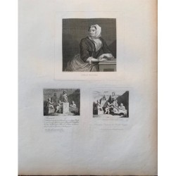 Sarah Malcolm - Garçons observant la nature / - Ticket d'abonnement au Progrès de la prostituée - W Hogarth - Édition Heath 1822