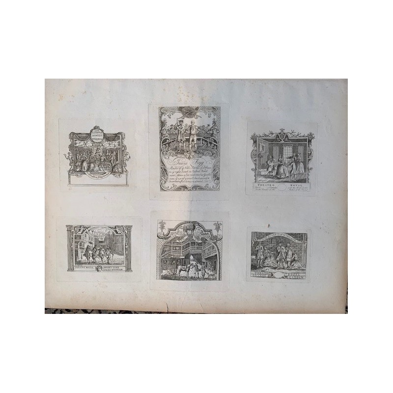 Sei biglietti di scene del Theatre Royal, incisi da un'opera di Hogarth, 1790