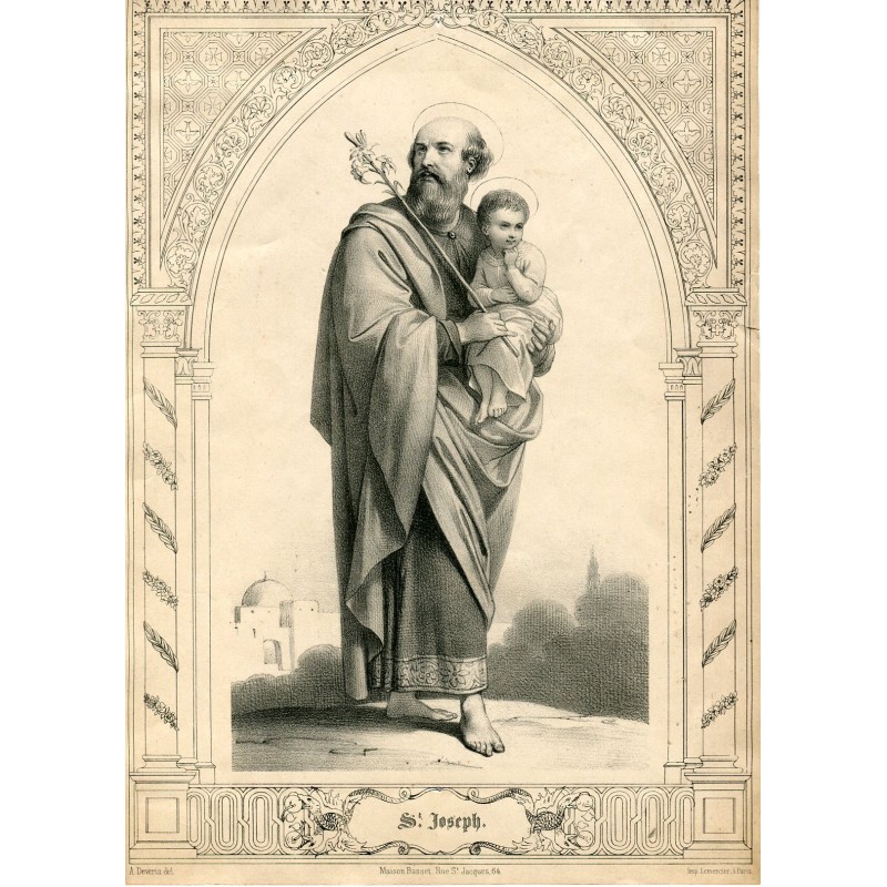 St. Joseph lithograph drawn by A. Daveria. Imp. by Lemercier Paris.