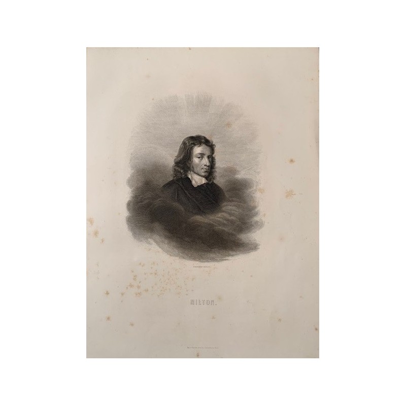 Portrait of John Milton engraved by Sixdennier in 1880
