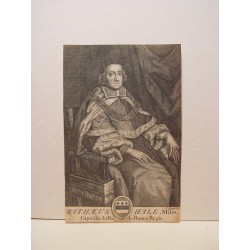 "Matheus Hale, Miles, Capitalis Juftic de Banco Regis" engraved by John Clark.